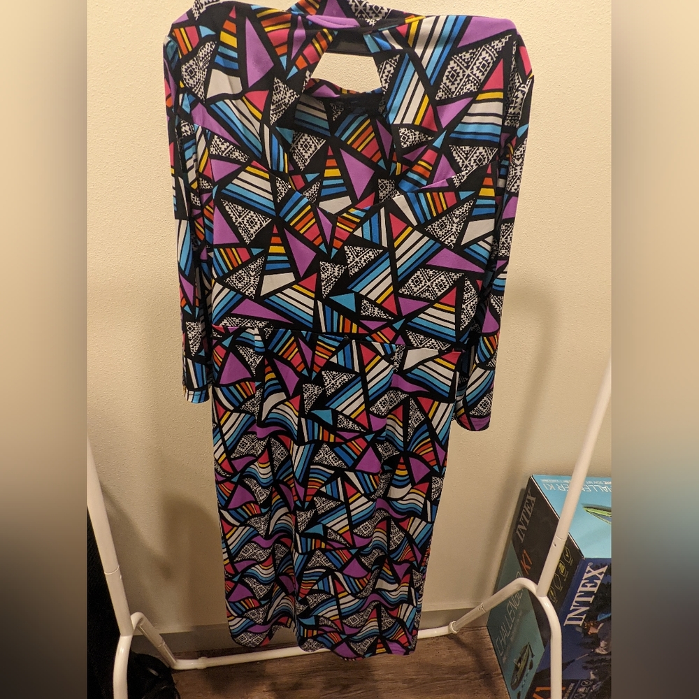 Jolie Moi UK 12 (US 8) Retro Twist Bodycon Royal Multi - Picture 11 of 12